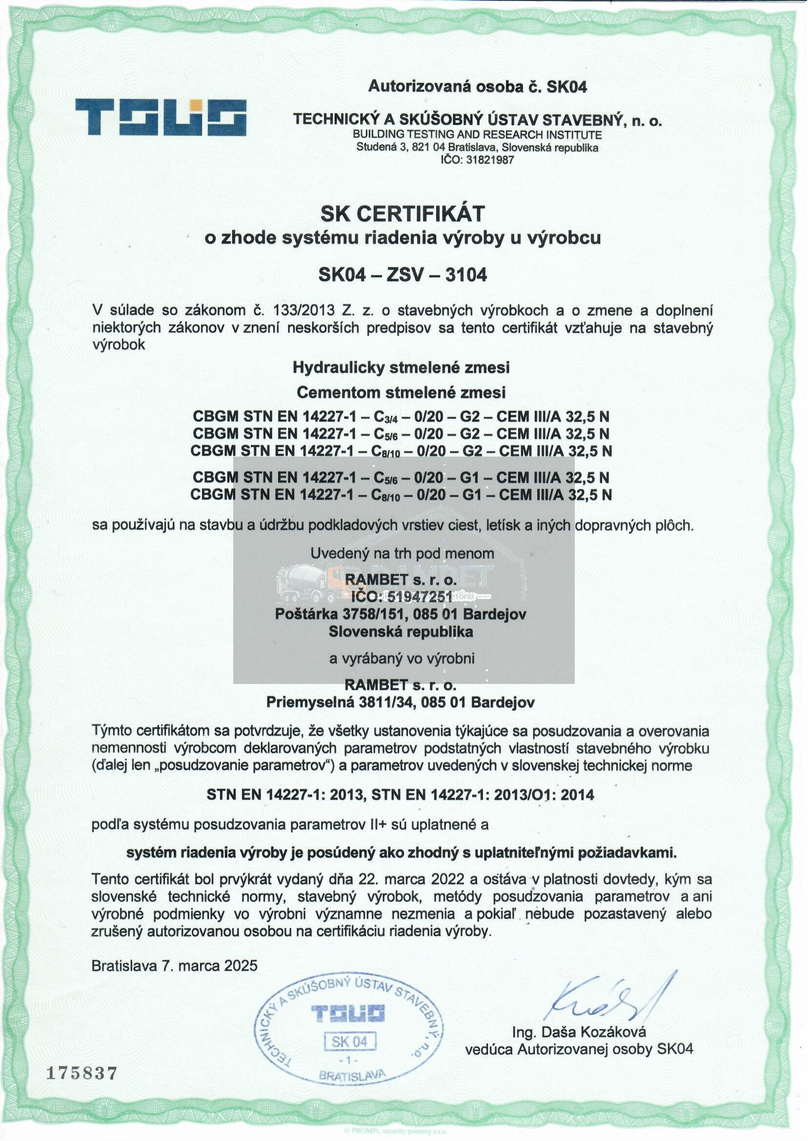 Certifikát CBGM 2025